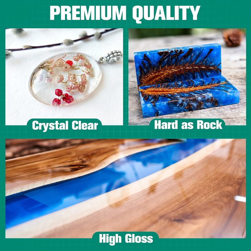 Teexpert Epoxy Resin Crystal Clear: 1 Gallon Epoxy Resin Kit Casting Resin Non Toxic High Gloss for Casting Coating Art DIY Craft Jewelry Wood Table - 2 Part(64oz Resin and 64oz Hardener) - Image 2